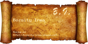 Bozsity Irma névjegykártya
